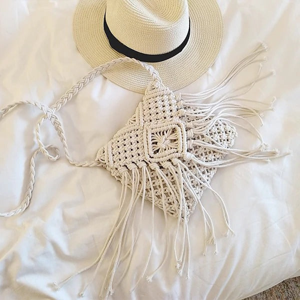 Petit sac macramé beige