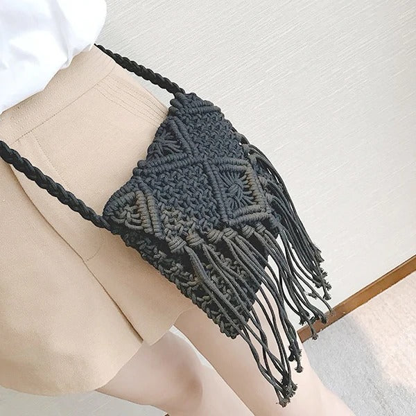 Petit sac macramé noir