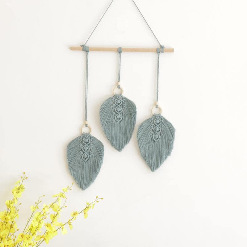 Plumes macramé bleues