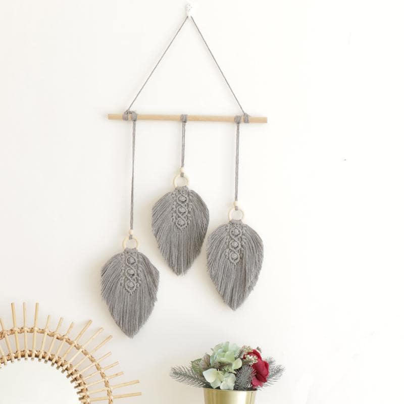 Plumes macramé grises