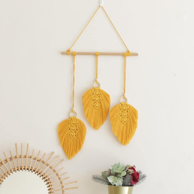 Plumes macramé jaunes