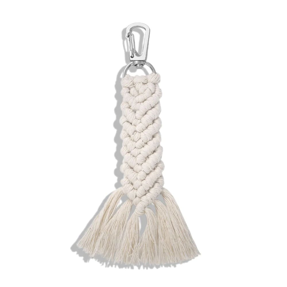 Porte clé macramé couleur beige