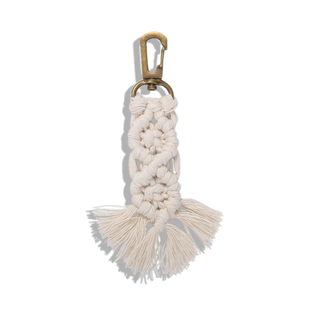 Porte clé macramé couleur beige