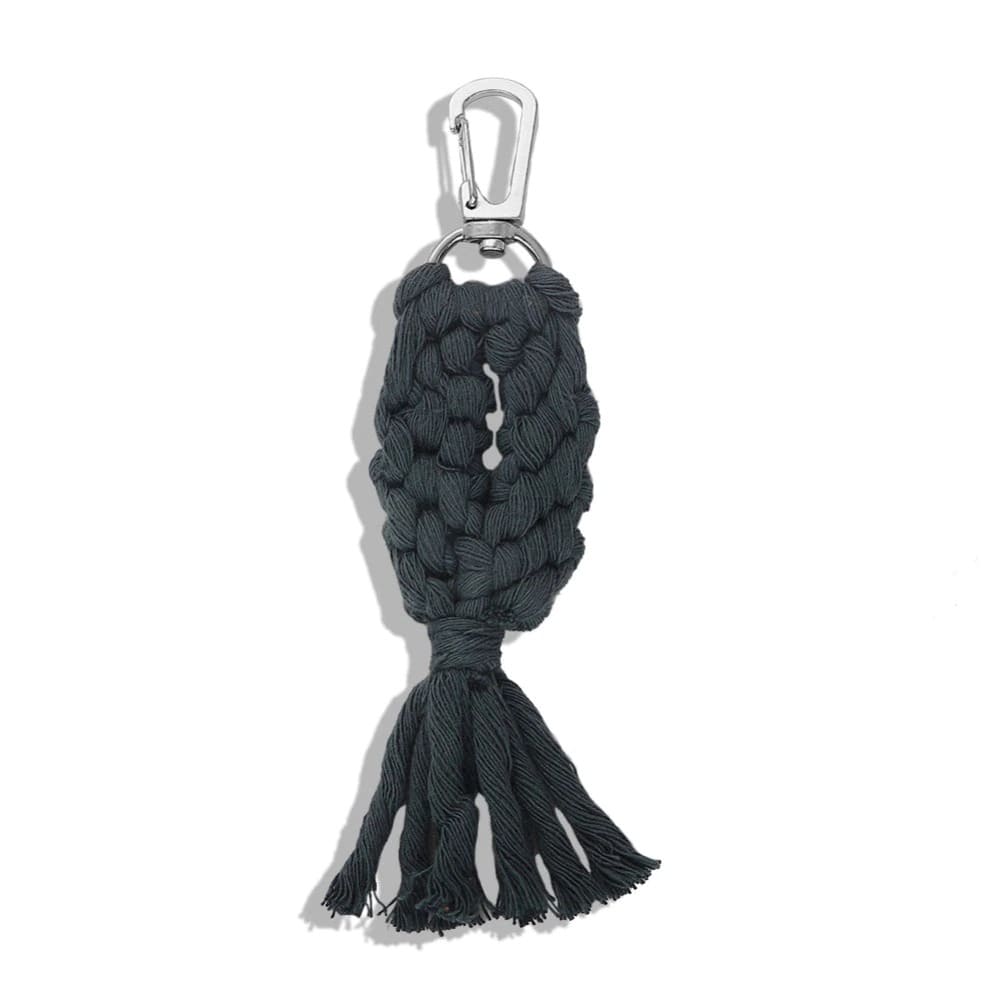 Porte clé macramé couleur gris