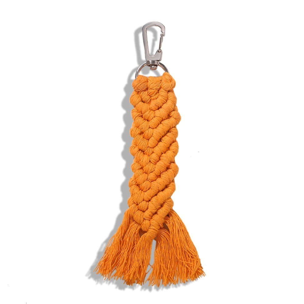Porte clé macramé couleur orange