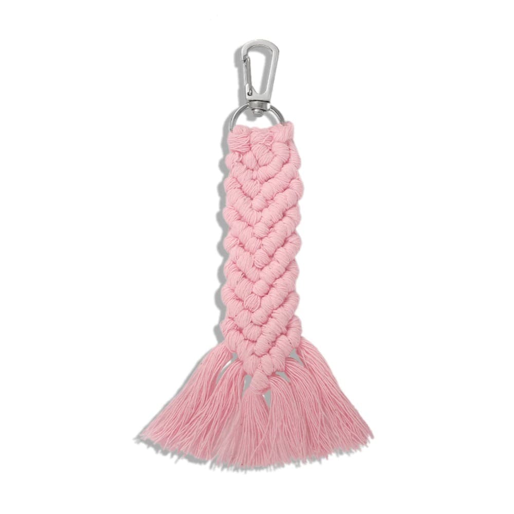 Porte clé macramé couleur rose