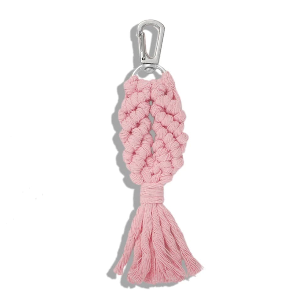 Porte clé macramé couleur rose