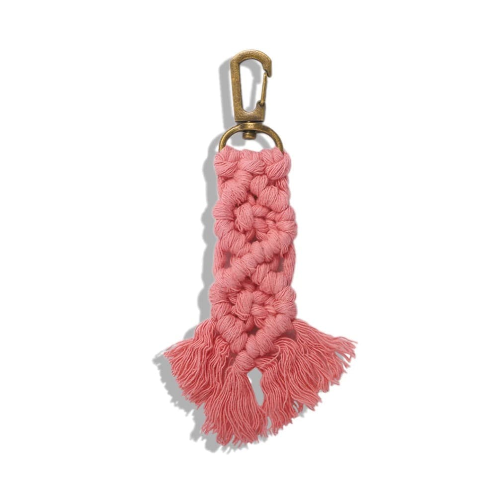 Porte clé macramé couleur rose