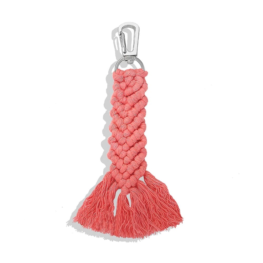 Porte clé macramé couleur rose