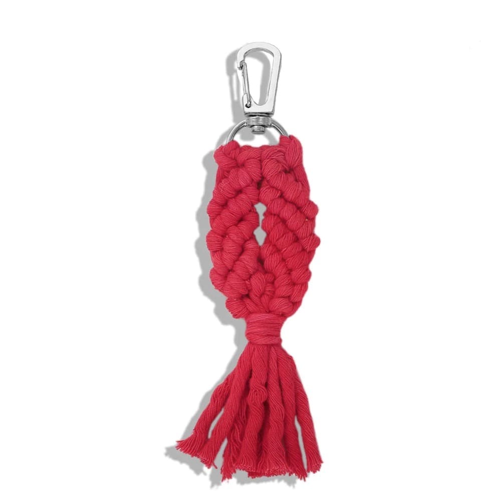 Porte clé macramé couleur rouge