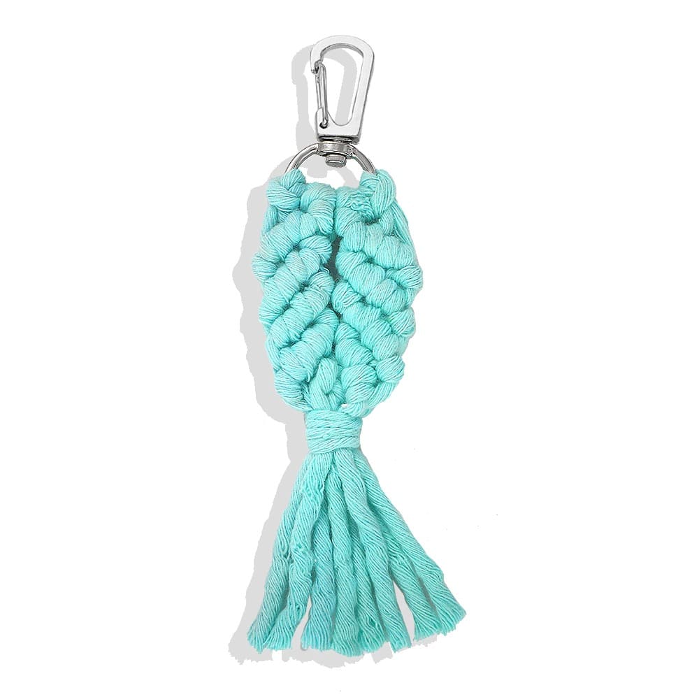 Porte clé macramé couleur bleu