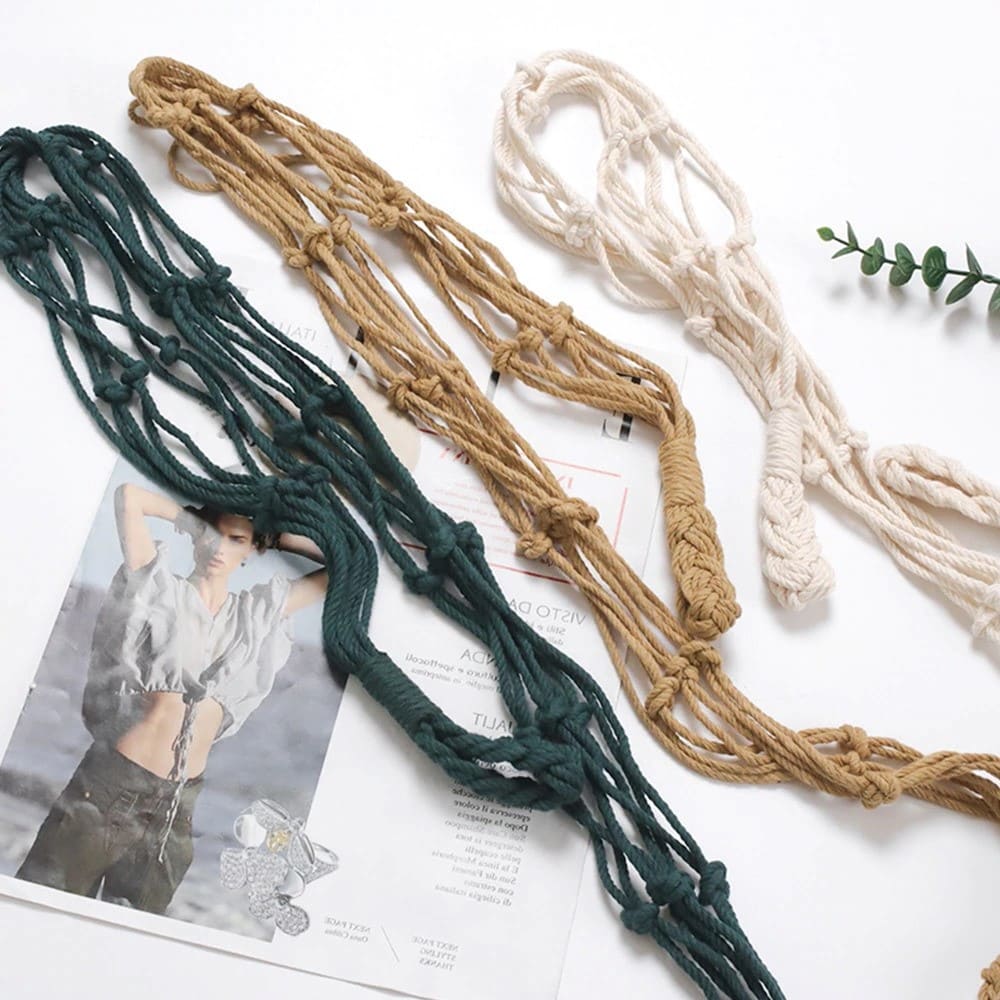 Porte papier corde macramé