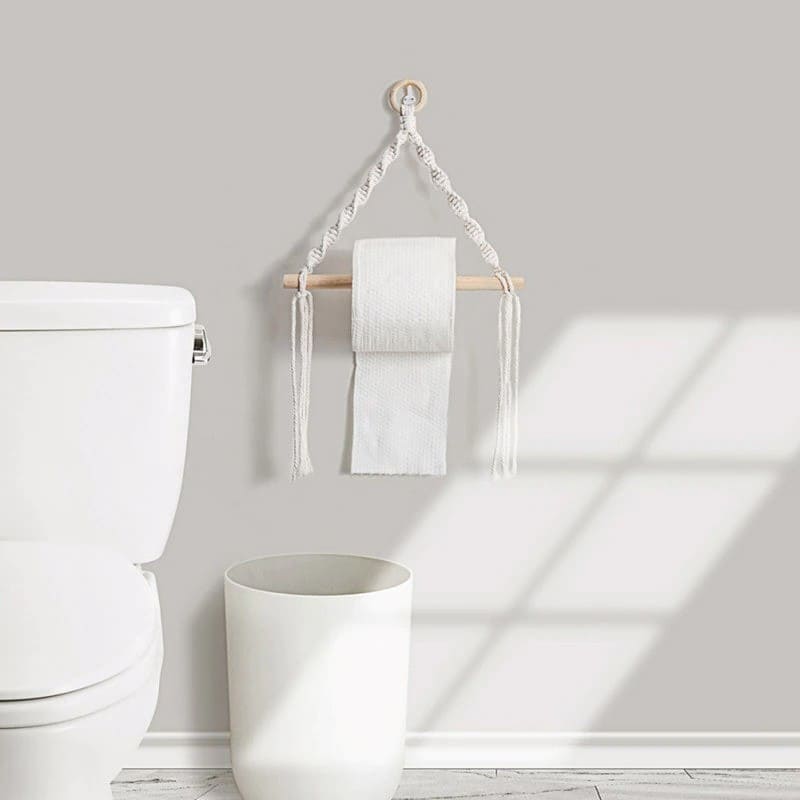 Porte papier toilette corde macramé