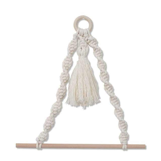 Porte papier toilette macramé pompon beige