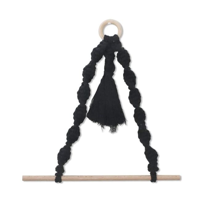 Porte papier toilette macramé pompon noir