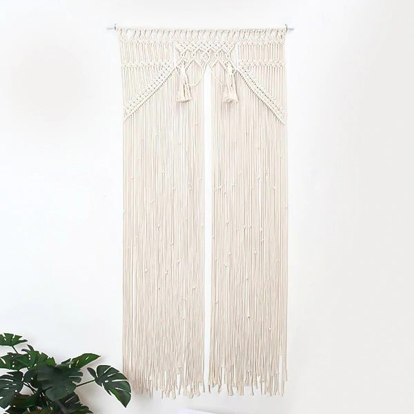 Rideau de corde en macramé