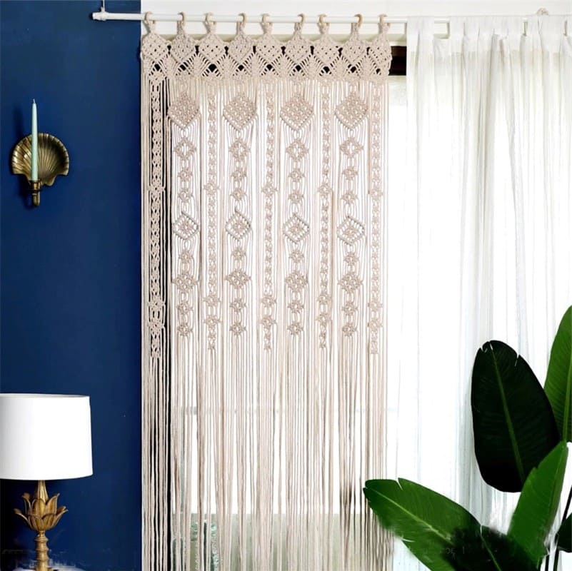Embrasse rideau plume macramé - La boutique bohème Embrasse rideau plume macramé - La boutique bohème