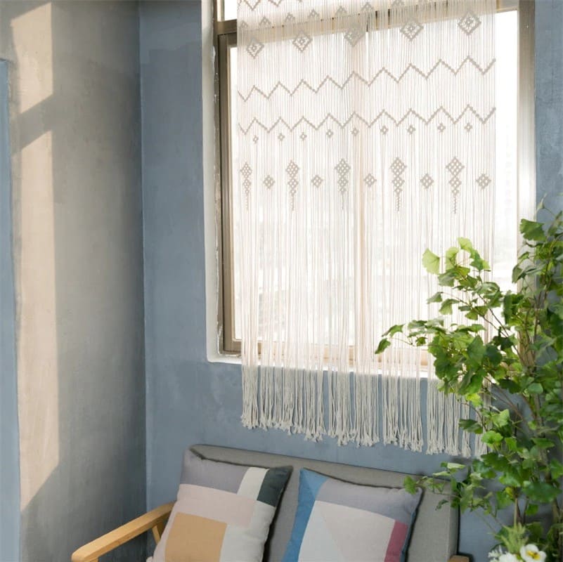 Rideau de fil macramé fenêtre
