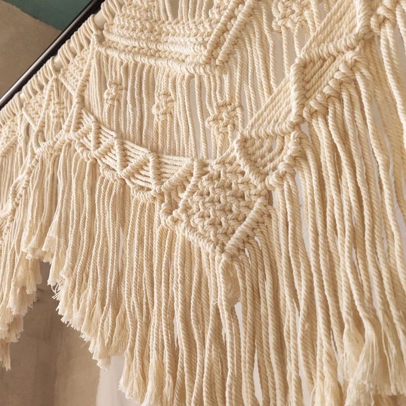 Rideau macramé mariage beige