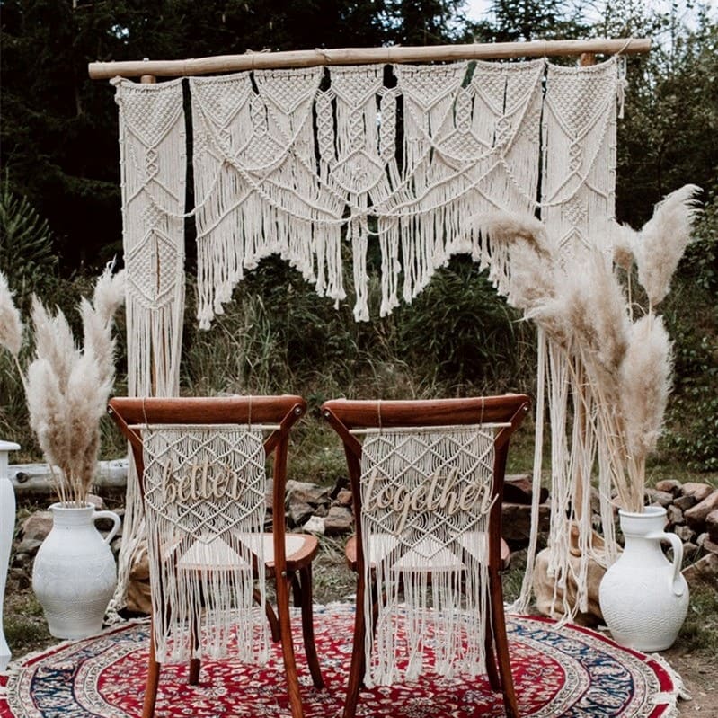 Rideau mariage bohème macramé