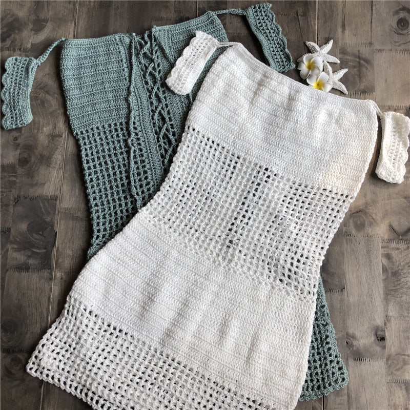 Robe macramé plage blanche