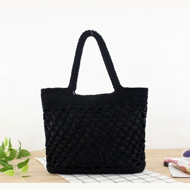 Sac noir en macramé
