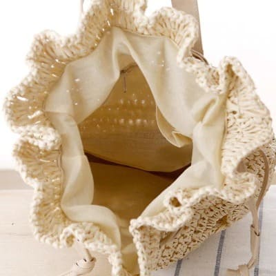 Sac seau macramé doublé