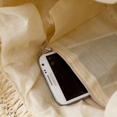 Sac seau macramé poche intérieur