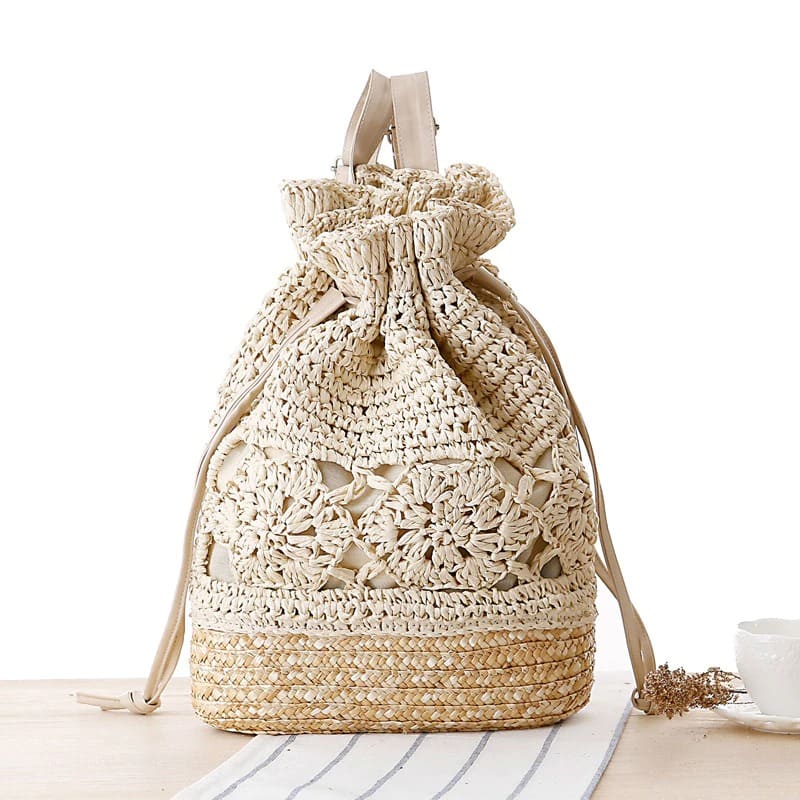 Sac seau tressé en macramé