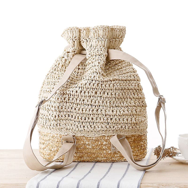 Sac seau tressé en macramé
