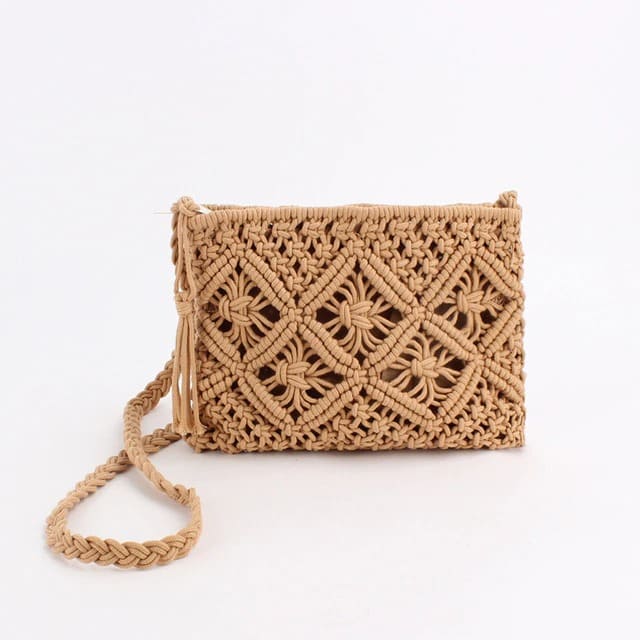 Sac à main macramé marron