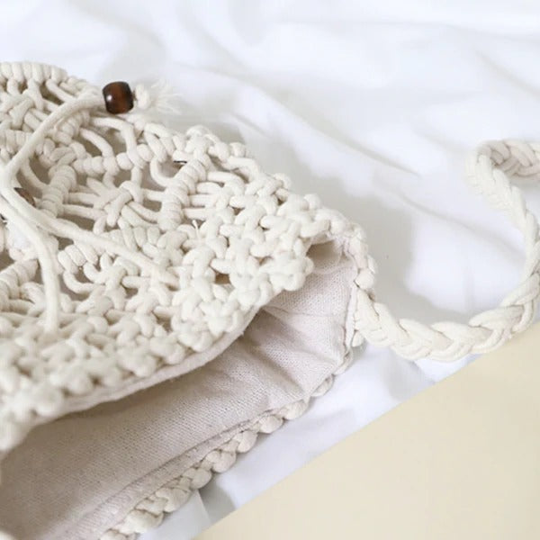 Sac bourse macramé beige