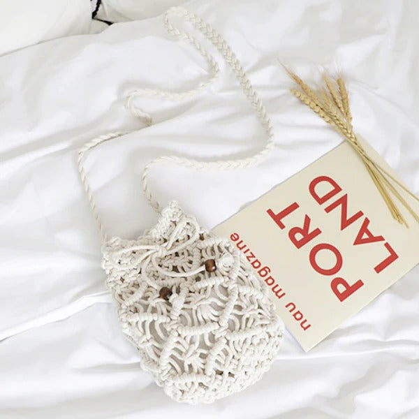 Sac bourse macramé blanc