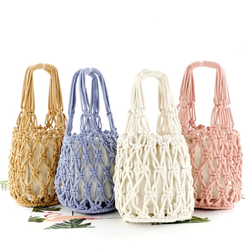 Sac en corde de coton macramé