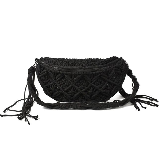 Sacoche macramé noir