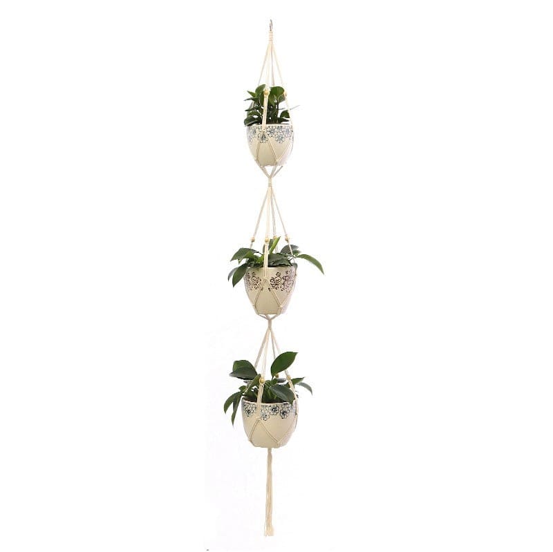 Vilta Life, Suspension pour plantes en macramé - 3 pièces - Pot de