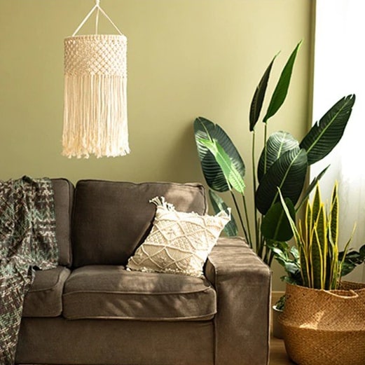 Suspension coton macramé abat-jour