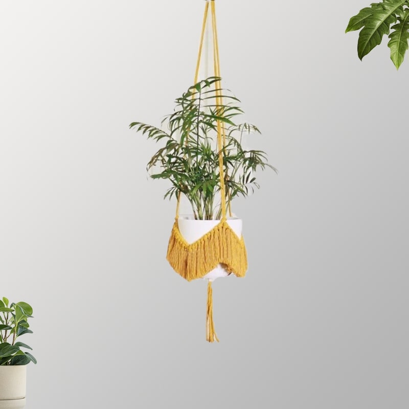 Suspension boho macramé jaune