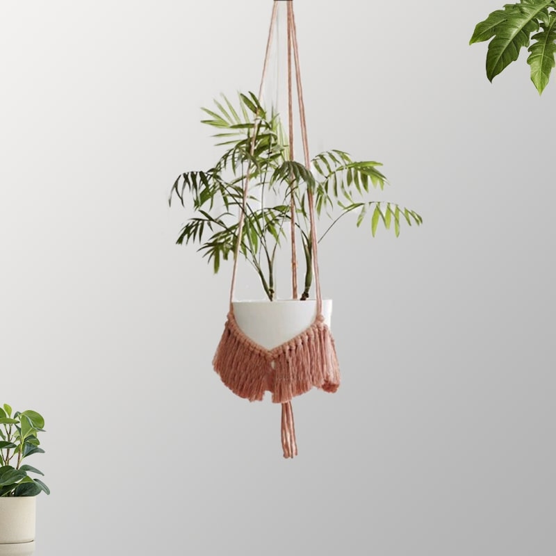 Suspension boho macramé rose