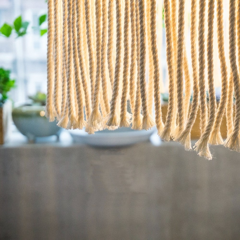 Suspension lustre macramé corde