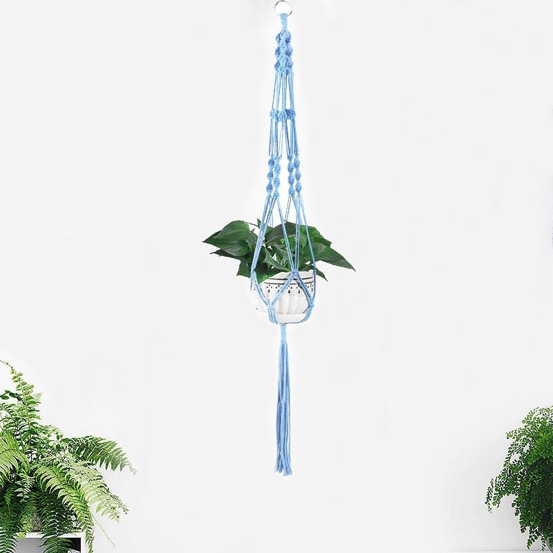 Suspension macramé couleur bleu