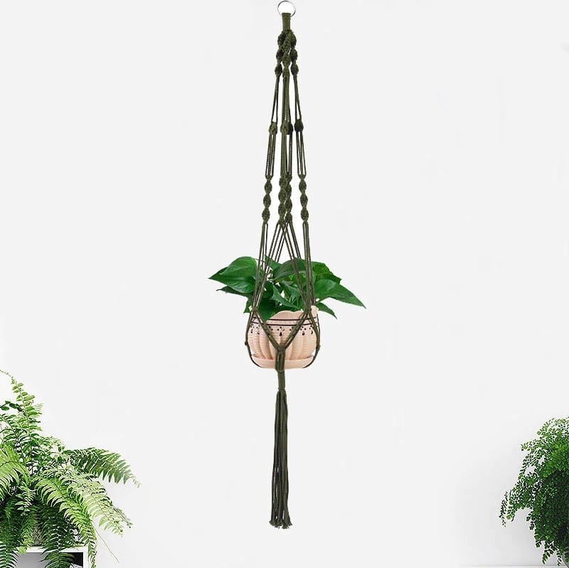 Suspension macramé couleur vert kaki