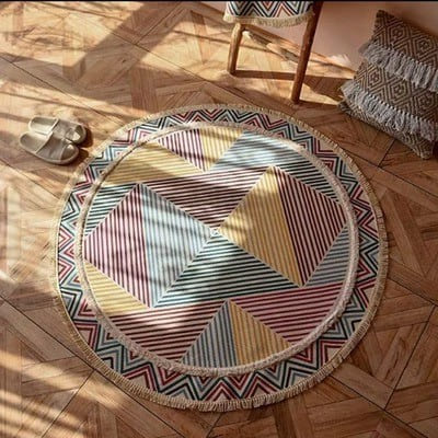 Tapis rond en macramé