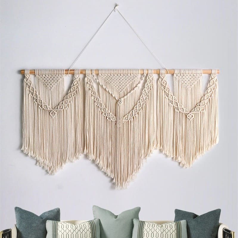 LOMOHOO Tapisserie murale en macramé à suspendre - Motif LOMOHOO Tapisserie murale en macramé à suspendre - Motif