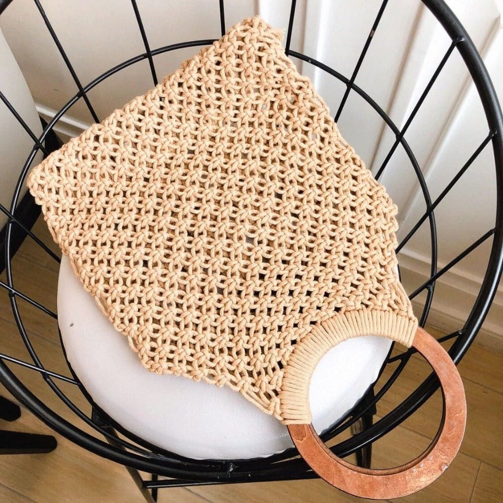Tote bag macramé camel