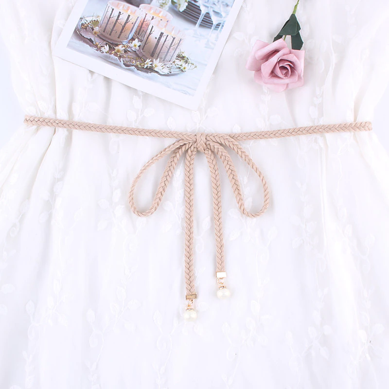 ceinture macramé beige à perles