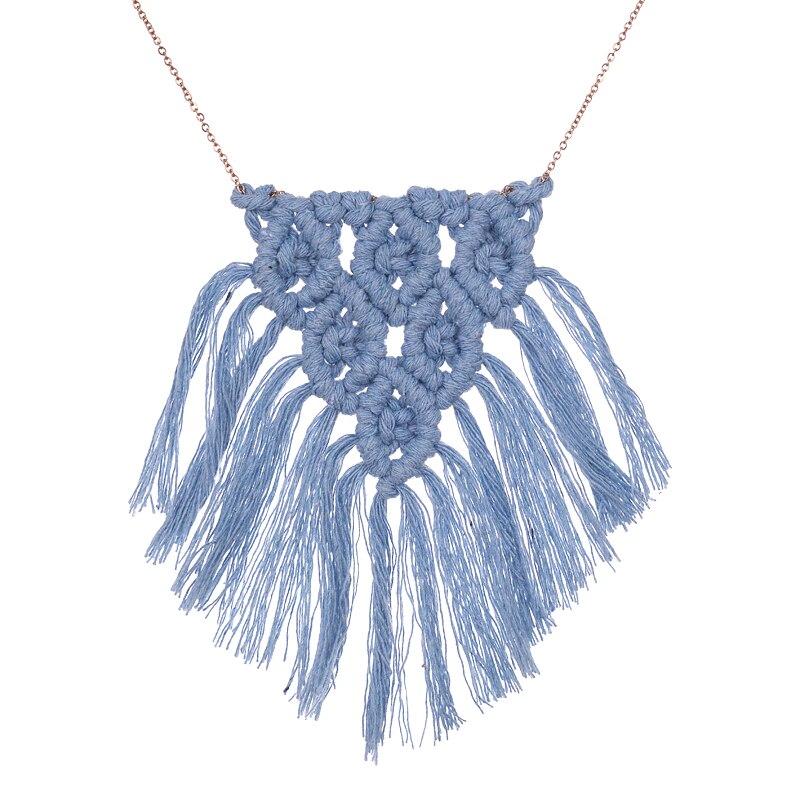 collier en macramé bleu