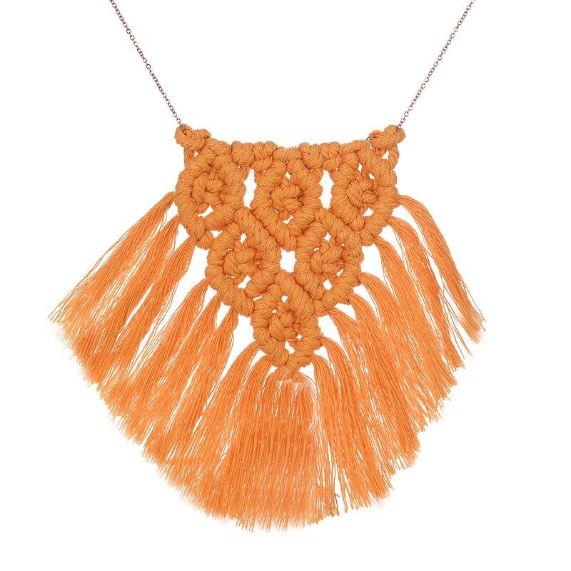 collier en macramé orange
