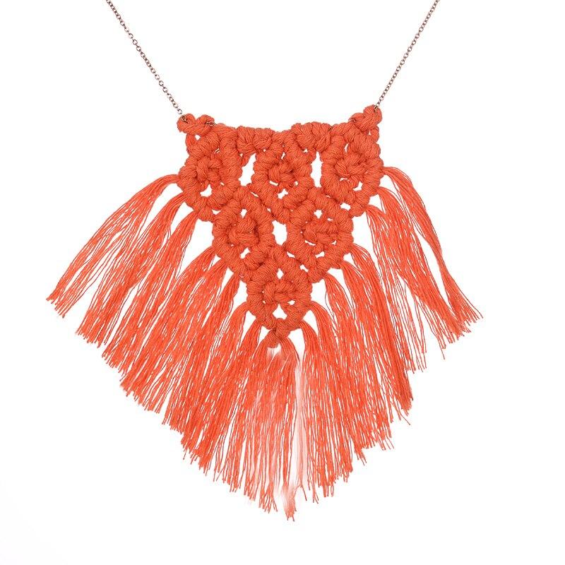 collier en macramé orange