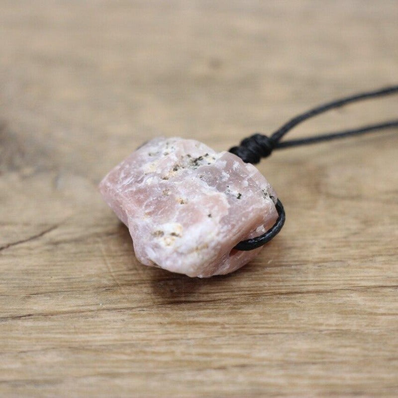 Collier micro macramé pierre naturelle